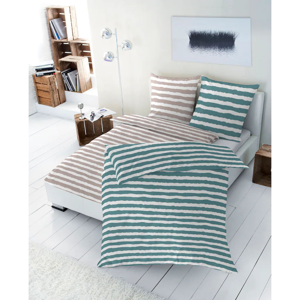 Primera Bettwäsche »Baumwoll-Bettwäsche Uni-Streifen«, Mit Einem Modernen Streifenmuster – Bild 4