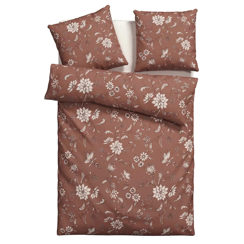 Leonique Bettwäsche Elvona«, (2 Tlg.), In Renforcé Qualität, Nachhaltiger Bettdeckenbezug Und Kissenbezug Aus 100% Baumwolle, Bettwäsche Mit Reißverschluss, Unterstützt Cotton Made In Afrika, Made In Green Zertifiziert – Bild 2