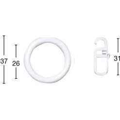 GARESA Gardinenring »Kunststoffring Mit Haken«, (Set, 10 St., Mit Faltenlegehaken), Für Durchmesser 28mm, Einfache Montage