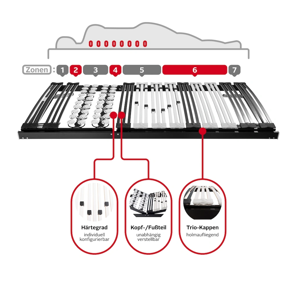 DELAVITA Teiltellerlattenrost »Müritz«, (1 St.), Lattenrost In 90x200 Cm Und Weiteren Größen, Komfortabler Lattenrost – Bild 6