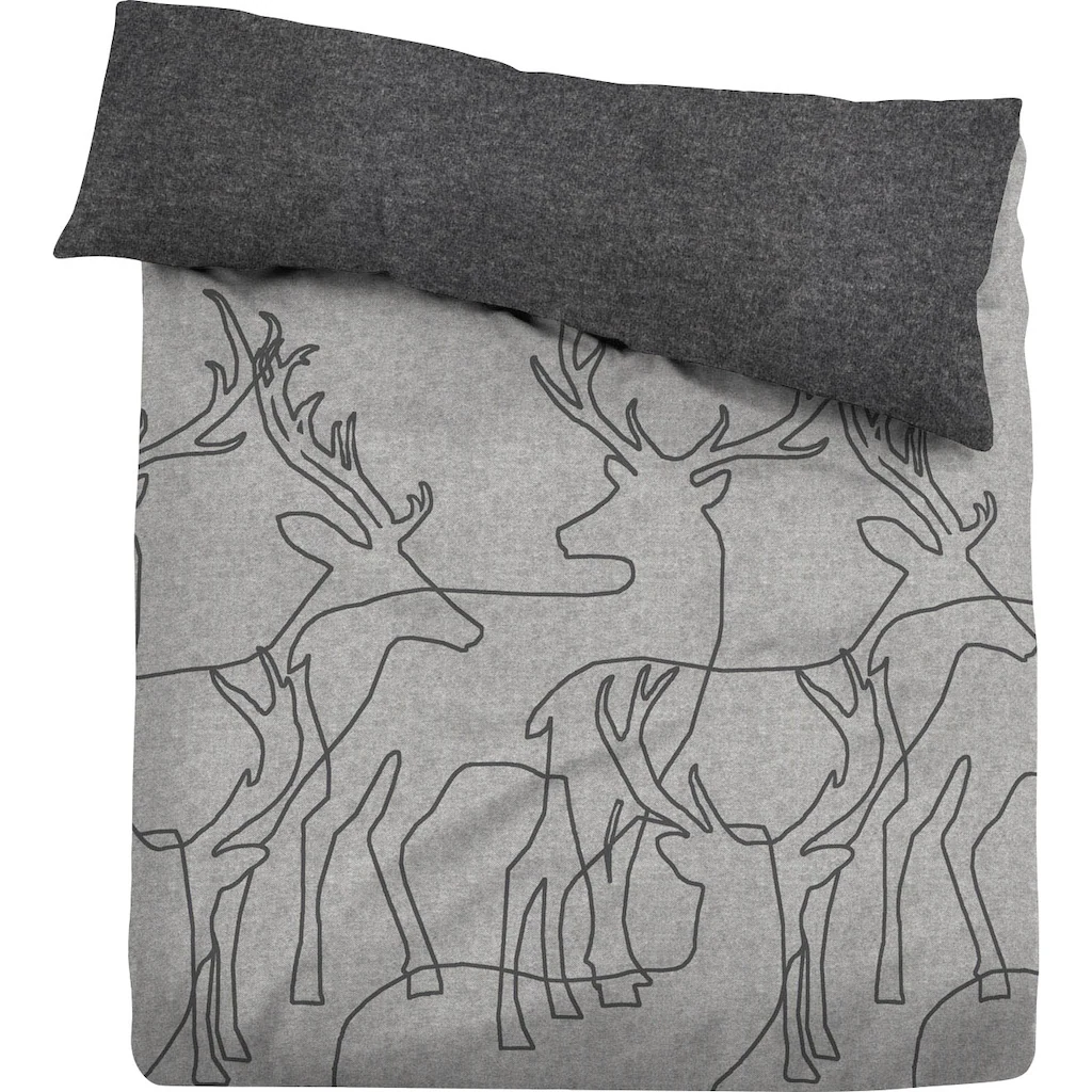 TOM TAILOR Wendebettwäsche »Lennart«, Made In Germany, Kuschelige Biber Qualität (Flanell) Aus 100% Baumwolle Mit Melange-Effekt. Mit Reißverschluss. – Bild 5