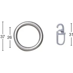GARESA Gardinenring »Ring Mit Haken«, (Set, 20 St., Mit Faltenlegehaken), Kunststoff, Für Leichten Bis Mittelschweren Behang, Einfache Montage