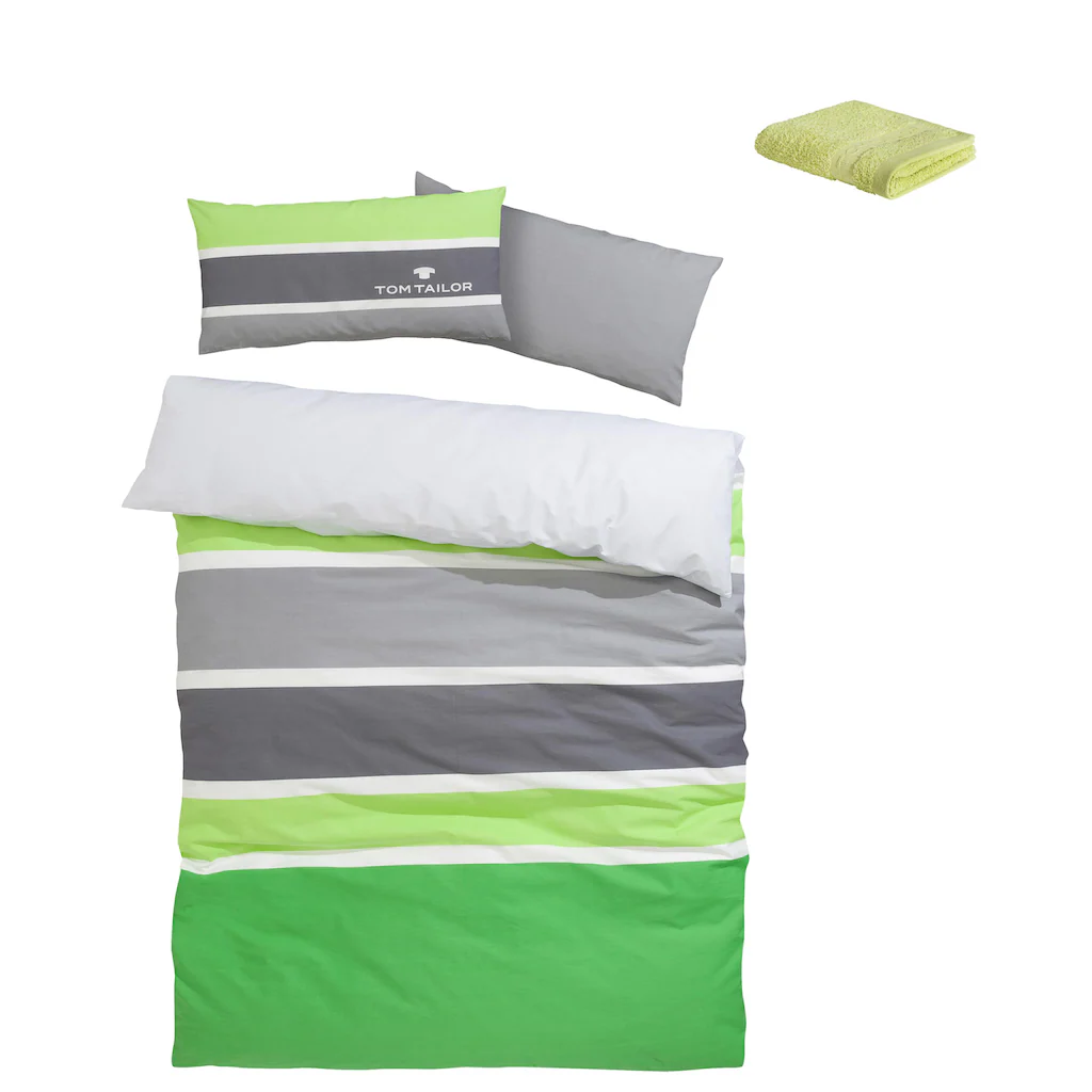 TOM TAILOR Bettwäsche »Felix In Gr. 135x200 Oder 155x220 Cm«, Biber Kuschelig Warm Im Winter, Mit GRATIS-Zugabe: Gästehandtuch