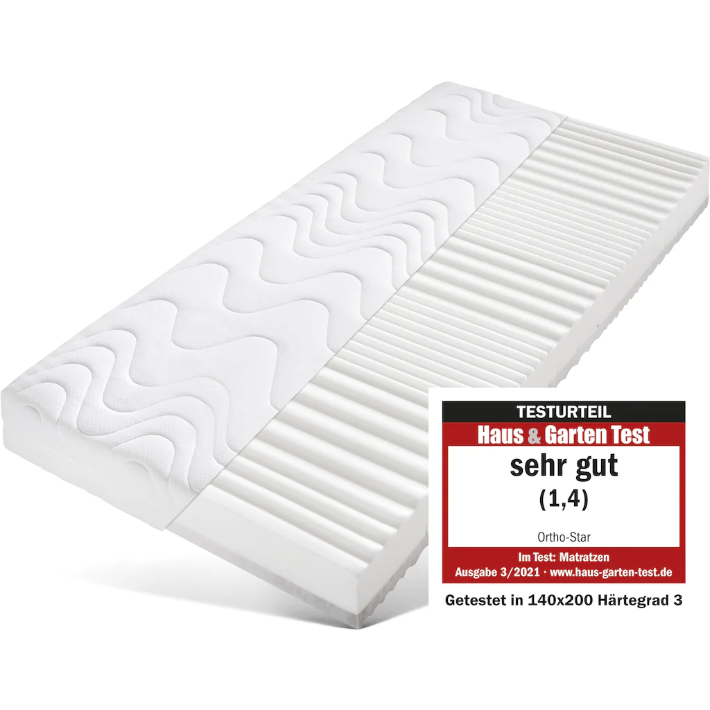 Beco Komfortschaummatratze »Ortho-Star«, 19 Cm Cm Hoch, Raumgewicht: 30 Kg/m³, (1 St.), Matratze In 90x200 Cm Und Weiteren Größen Erhältlich, Wendematratze