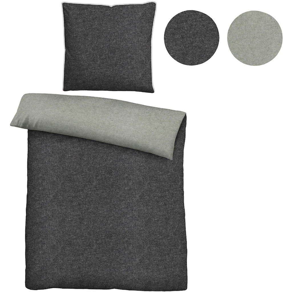 Biberna Wendebettwäsche »Hermal«, Aus Weicher, Wohlig Warmer Flanell (Biber) Qualität In Melange Optik, Aus 100% Baumwolle, STANDARD 100 By OEKO-TEX® Zertifiziert, Made In Germany – Bild 3