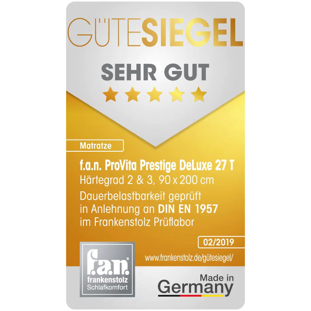 F.a.n. Schlafkomfort Taschenfederkernmatratze »ProVita Prestige DeLuxe 27 T«, 27 Cm Cm Hoch, 1034 Federn, (1 St.) – Bild 6