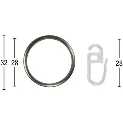GARESA Gardinenring »Ring Mit Haken«, (Set, 20 St., Mit Faltenlegehaken), Aluminium