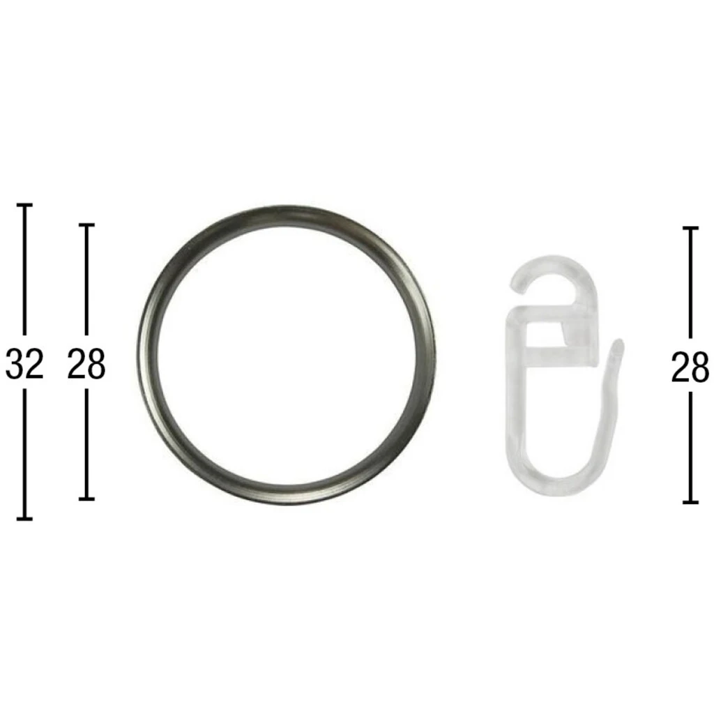 GARESA Gardinenring »Ring Mit Haken«, (Set, 20 St., Mit Faltenlegehaken), Aluminium