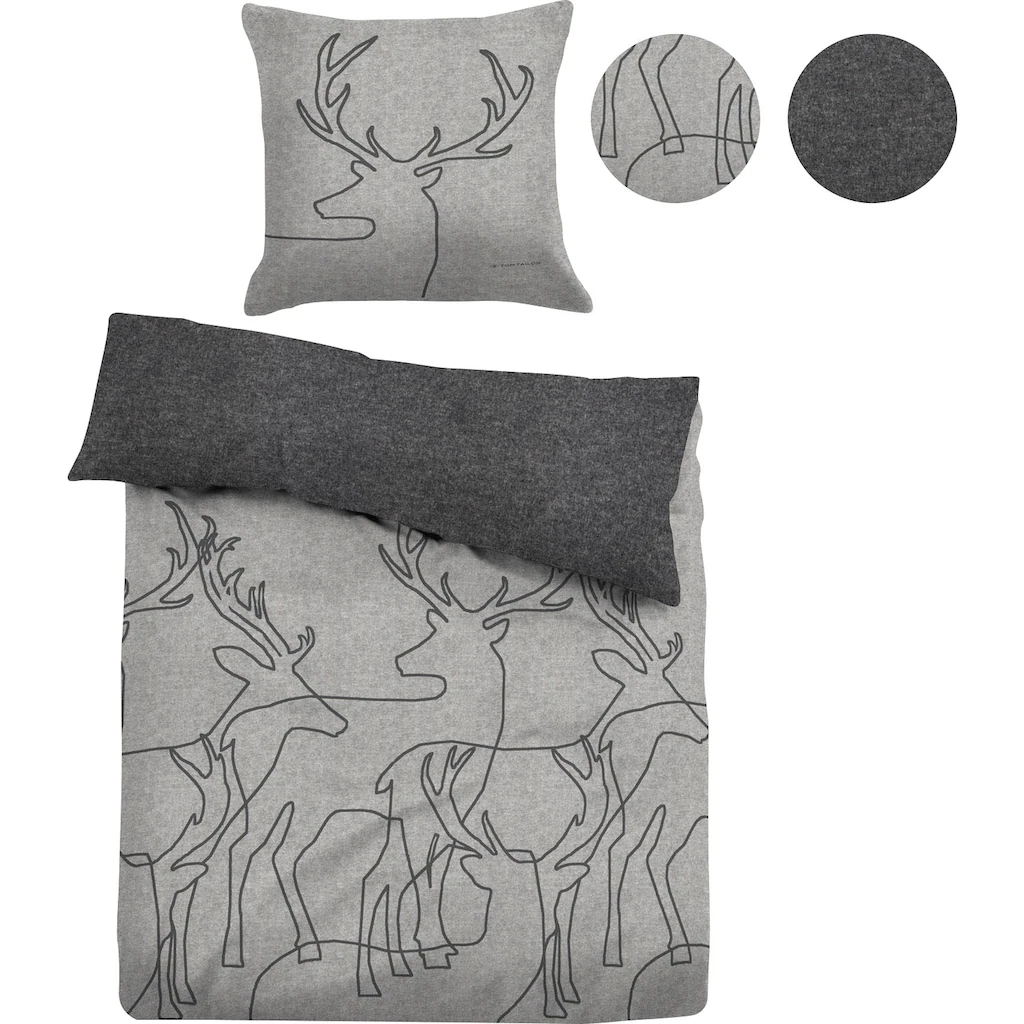 TOM TAILOR Wendebettwäsche »Lennart«, Made In Germany, Kuschelige Biber Qualität (Flanell) Aus 100% Baumwolle Mit Melange-Effekt. Mit Reißverschluss. – Bild 2