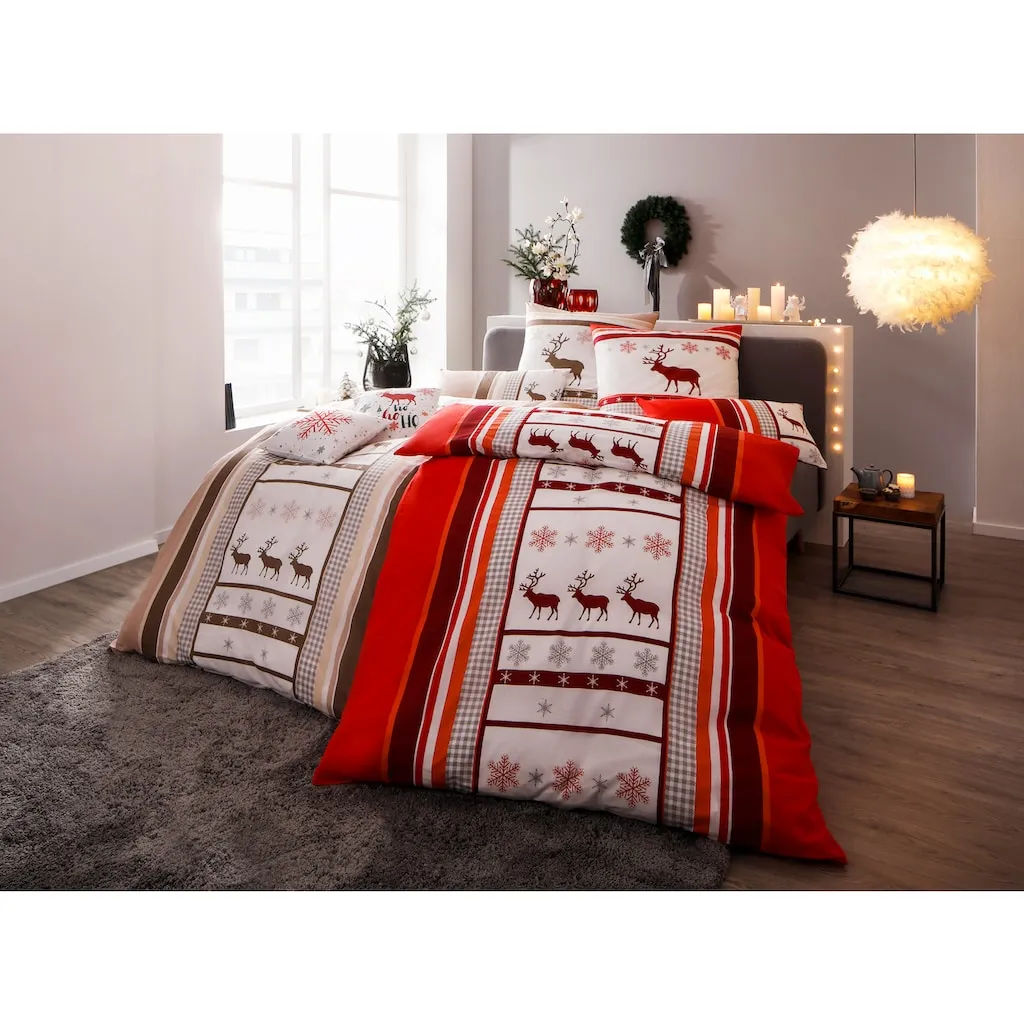 My Home Bettwäsche »Senna Aus 100% Baumwolle, Bettwäsche-Set In Linon Und Biber (Flannell) Qualität, Bett- Und Kopfkissenbezug Mit Knöpfen, Unterstützt Die Initiative Cotton Made In Africa, Made In Green Zertifiziert«, (2 Tlg.)