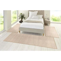 HANSE Home Bettumrandung »Pure 100«, (3 Tlg.), Uni-Farben, Bettvorleger, 3-Teiliger Läufer-Set, Ringsum Gekettelt