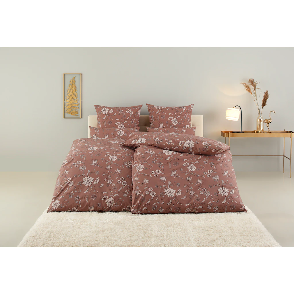 Leonique Bettwäsche Elvona«, (2 Tlg.), In Renforcé Qualität, Nachhaltiger Bettdeckenbezug Und Kissenbezug Aus 100% Baumwolle, Bettwäsche Mit Reißverschluss, Unterstützt Cotton Made In Afrika, Made In Green Zertifiziert