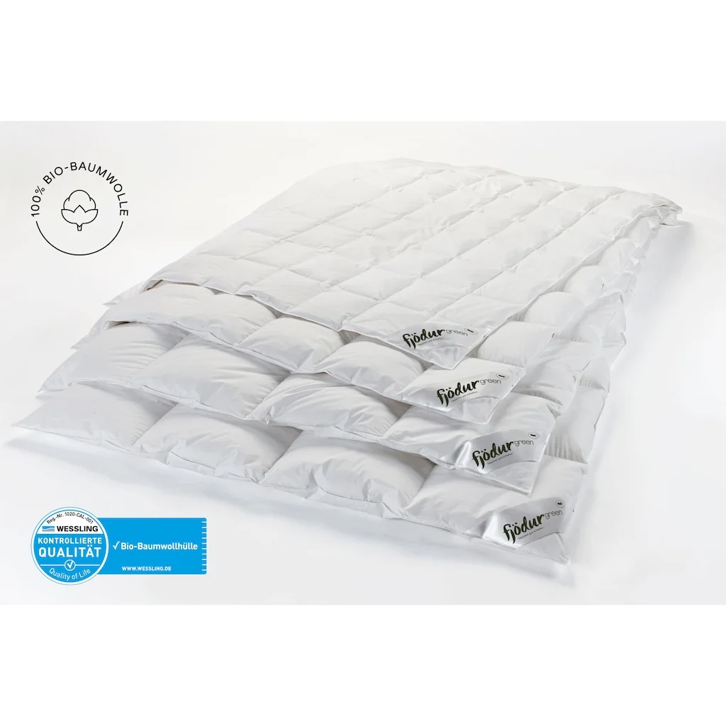 Fjödur Fjödur Daunenbettdecke »Fleur«, Leicht, Füllung 90% Daunen 10 % Federn, Bezug Bio-Baumwolle, (1 St.), Bettdecken 135 X 200 Cm Und In Vielen Weiteren Größen Erhältlich.