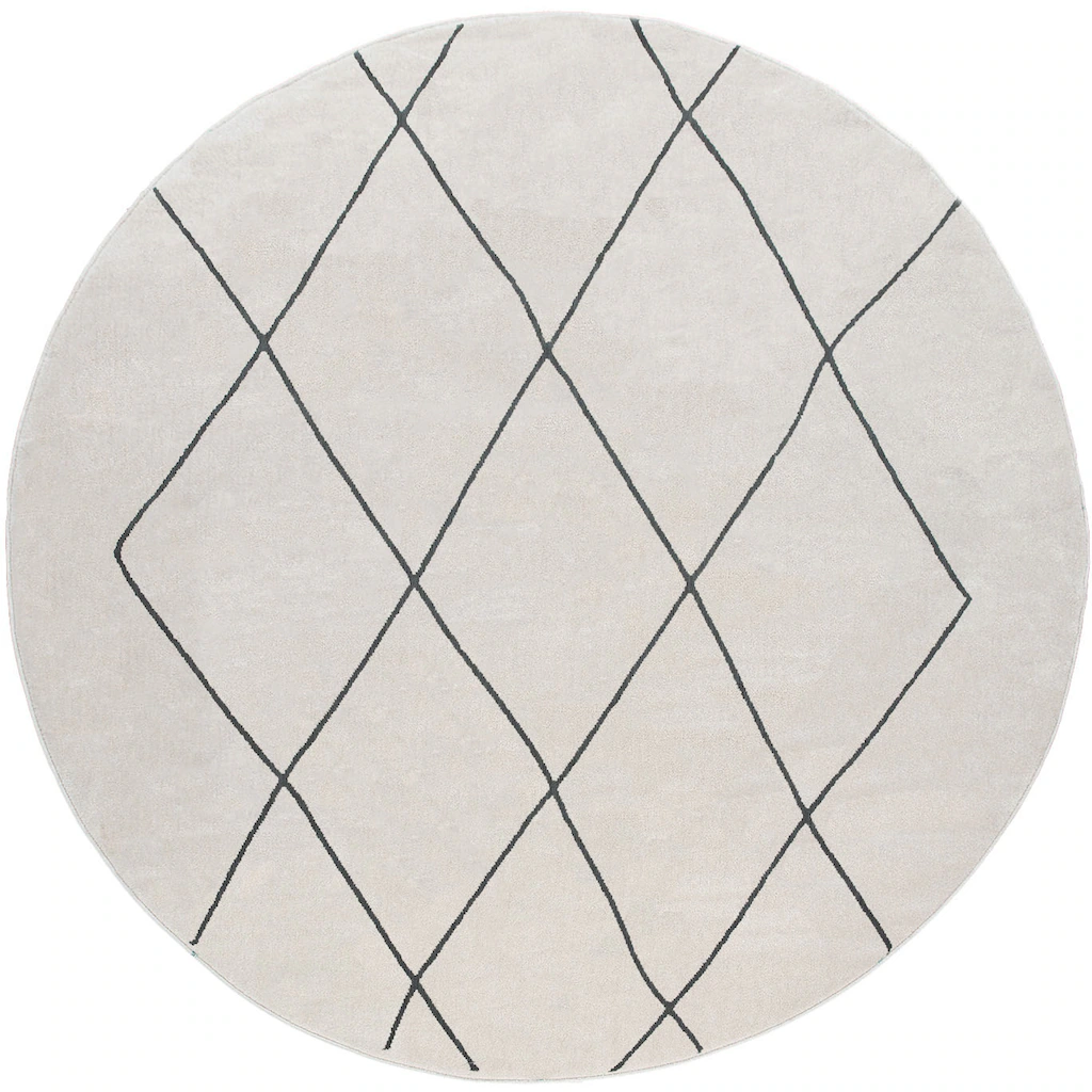 Paco Home Teppich »Haral 786«, Rund, Kurzflor, Scandi Design, Rauten Motiv
