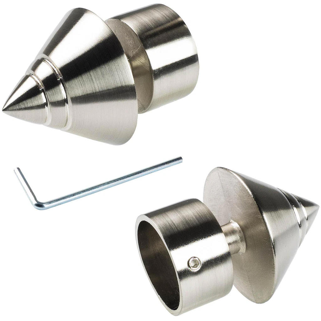 Liedeco Gardinenstange »Kegel Edelstahl-optik«, 1 Läufig-läufig, Fixmaß, Edelstahlfarben – Bild 3