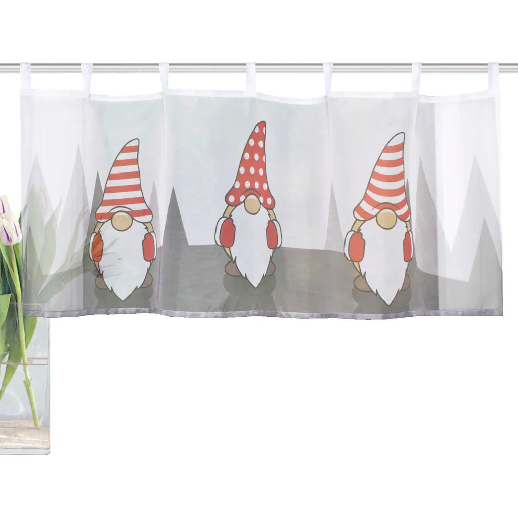 HOME WOHNIDEEN Scheibengardine »IMPALO«, (1 St.), Schlaufencafehaus Voile Digital Bedruckt – Bild 2