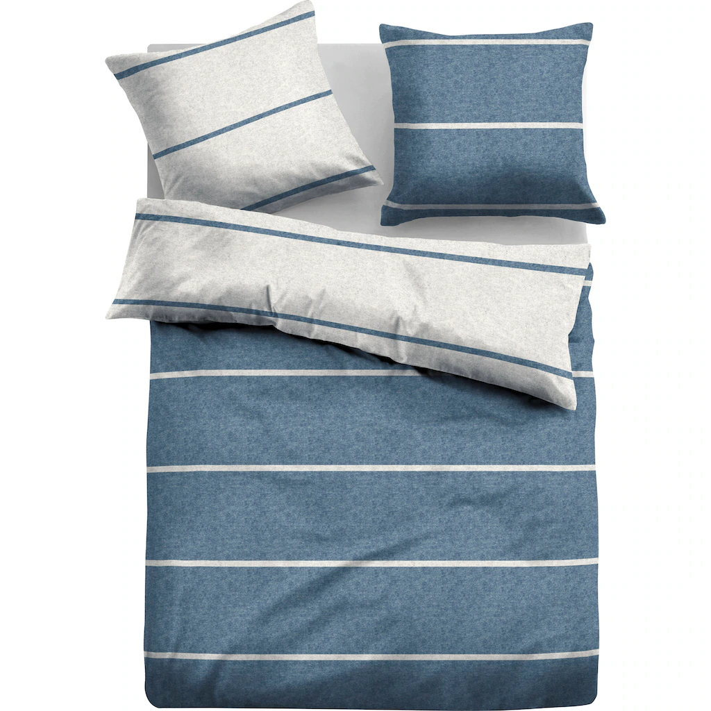 TOM TAILOR Wendebettwäsche »Lenja«, (2 Tlg.), TOM TAILOR, In Biber (Flanell) Qualität, 100% Baumwolle (60% Recycling-Baumwolle + 40% Neue Baumwolle), Reißverschluss, Ganzjährig Einsetzbar