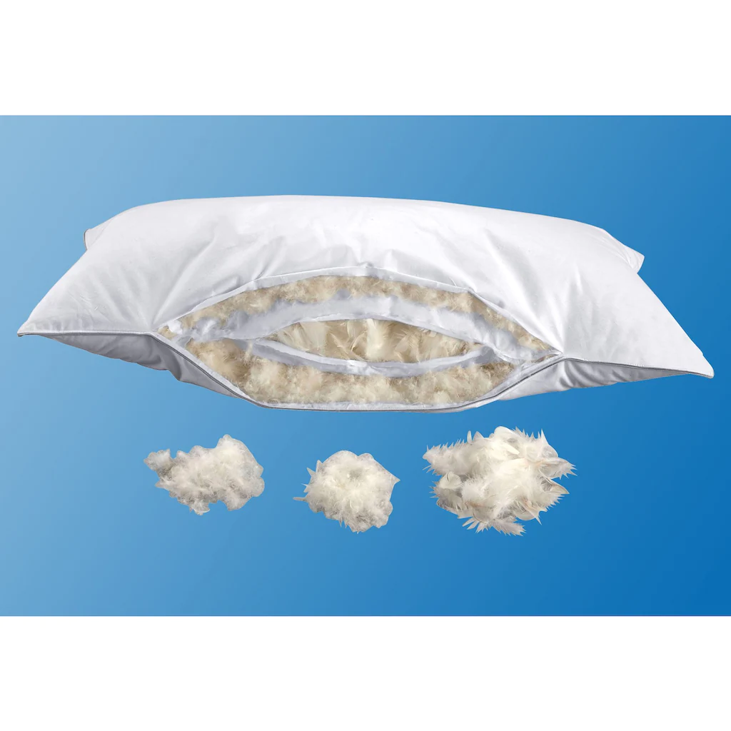 Haeussling 3-Kammer-Kopfkissen »Kuscheltraum«, Füllung: Außenkammern Mit 60% Daunen, 40% Federn, Bezug: 100% Baumwolle, (1 St.), Mit - Hausstaub- & Milbenbarriere – Bild 4