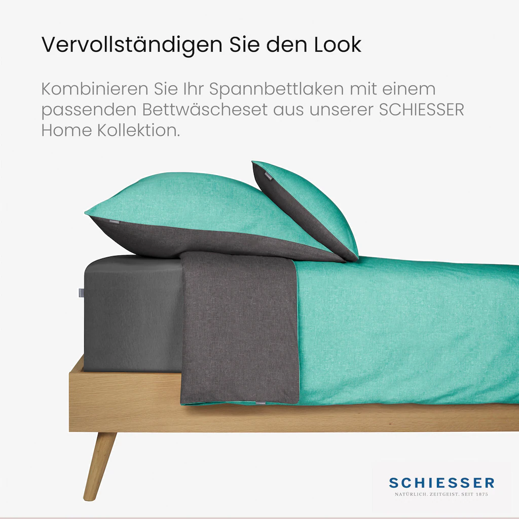 Schiesser Spannbettlaken »Elli Aus 97% Baumwolle Und 3% Elasthan«, (1 St.), Für Hohe Matratzen Und Boxspringbetten – Bild 5