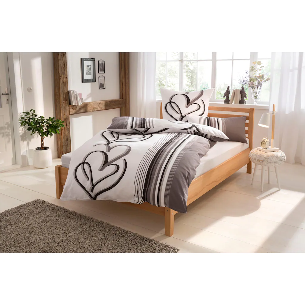 My Home Bettwäsche »Area Herzen Design, In Linon Und Biber (Flanell) Qualität, Größe 135x200 Cm Und 155x220 Cm, Romantische Bettwäsche, 100% Reine Baumwolle, Herzchen, Herz, Liebe, Valentinstag«, (2 Tlg.) – Bild 2