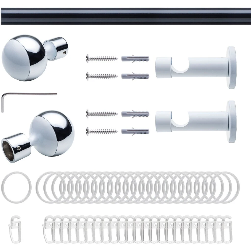 Liedeco Gardinenstange »Fertigstilgarnitur 20 Mm Power Celebration Kugel Mit Ring«, 1 Läufig-läufig, Fixmaß, Gardinenstange Komplett, Farbkombination – Bild 3