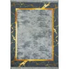 RESITAL The Voice Of Carpet Teppich »Sultan 0012«, Rechteckig, Bedruckt, Marmor Design, Goldfarbene Akzente, Mit Bordüre & Fransen