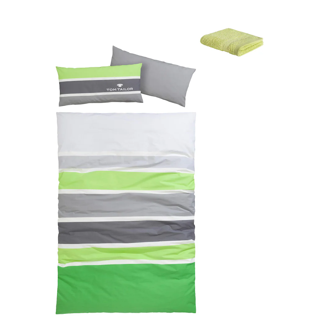 TOM TAILOR Bettwäsche »Felix In Gr. 135x200 Oder 155x220 Cm«, Biber Kuschelig Warm Im Winter, Mit GRATIS-Zugabe: Gästehandtuch – Bild 3