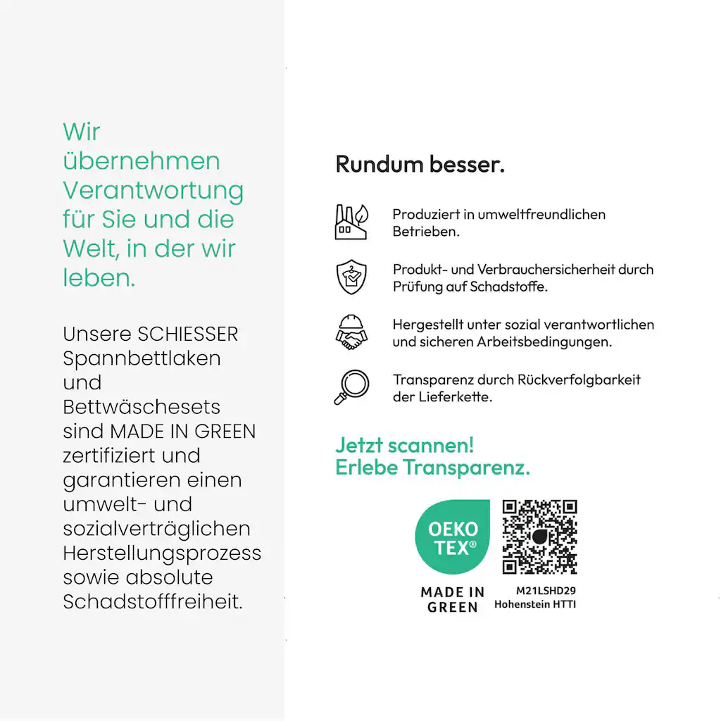 Schiesser Spannbettlaken »Elli Aus 97% Baumwolle Und 3% Elasthan«, (1 St.), Für Hohe Matratzen Und Boxspringbetten – Bild 6