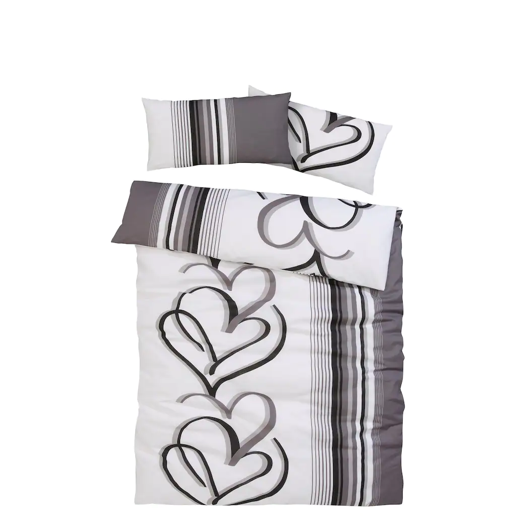 My Home Bettwäsche »Area Herzen Design, In Linon Und Biber (Flanell) Qualität, Größe 135x200 Cm Und 155x220 Cm, Romantische Bettwäsche, 100% Reine Baumwolle, Herzchen, Herz, Liebe, Valentinstag«, (2 Tlg.)