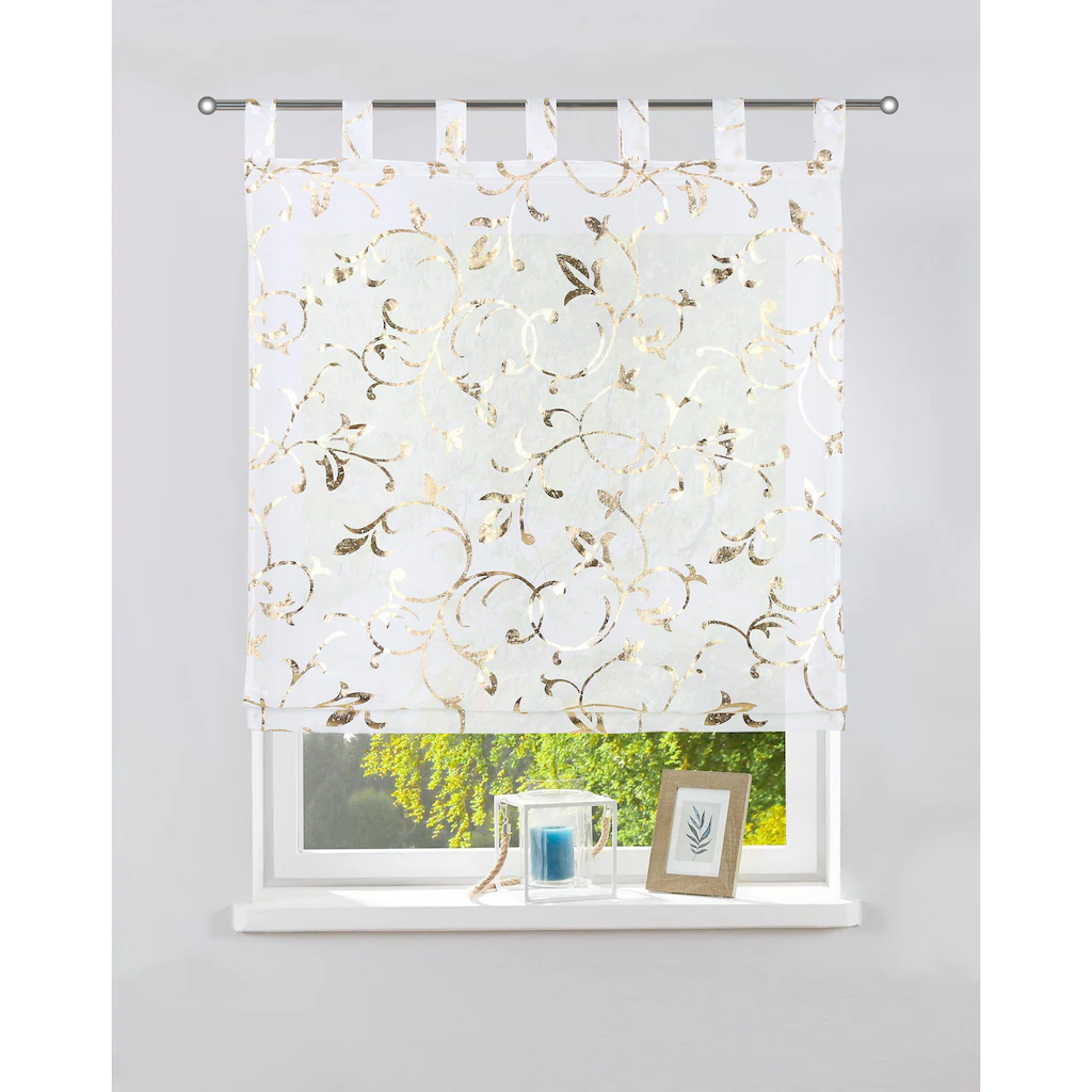 DELAVITA Raffrollo »ROANA«, Mit Schlaufen, Transparent, Bedruckt, Verschiedene Größen