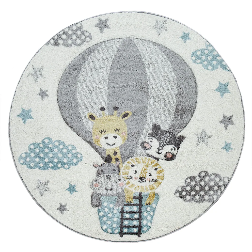 Paco Home Kinderteppich »Cosmo 343«, Rund, 3D-Design, Niedliches Tier Motiv, Pastell-Farben, Kinderzimmer – Bild 2