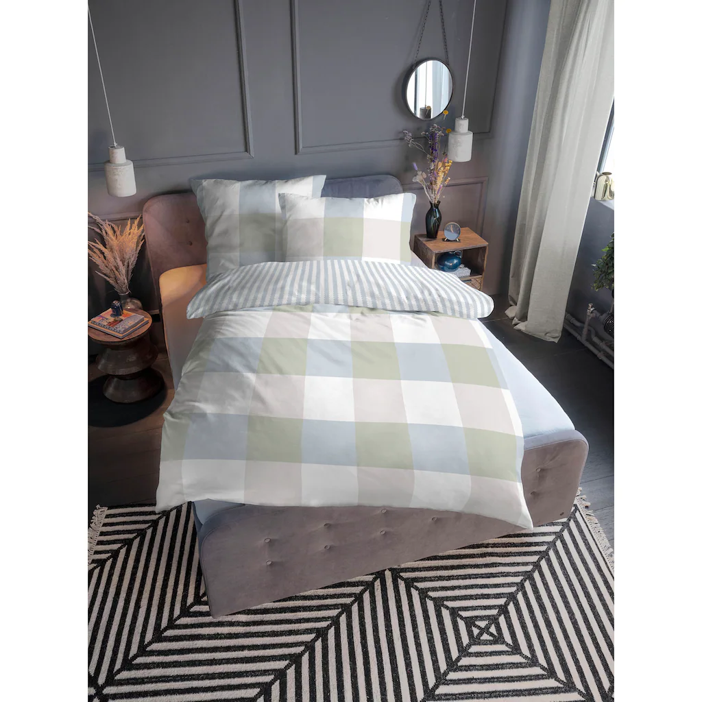 TOM TAILOR Wendebettwäsche »Jonna«, (2 Tlg.), Im Sportlichen Karo-Streifen Design – Bild 2