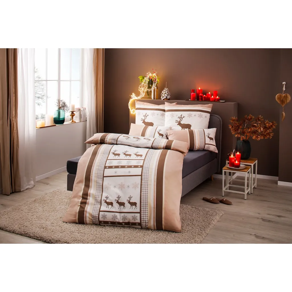 My Home Bettwäsche »Senna Aus 100% Baumwolle, Bettwäsche-Set In Linon Und Biber (Flannell) Qualität, Bett- Und Kopfkissenbezug Mit Knöpfen, Unterstützt Die Initiative Cotton Made In Africa, Made In Green Zertifiziert«, (2 Tlg.) – Bild 3