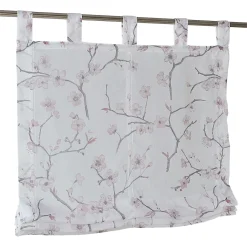 Kutti Raffrollo »Aiko«, Mit Schlaufen, Freihängend, Weiß, Halbtransparent, Bedruckt, Motiv, Pflegeleicht