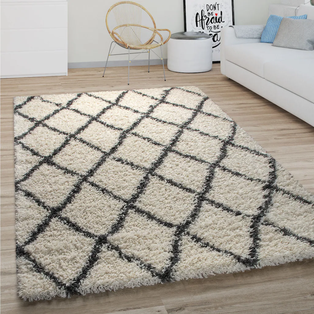 Paco Home Hochflor-Teppich »Kalmar 443«, Rund, Scandi Design, Rauten Muster, Weich & Kuschelig – Bild 5