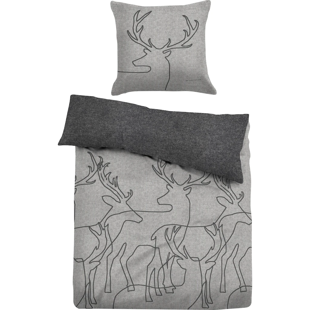 TOM TAILOR Wendebettwäsche »Lennart«, Made In Germany, Kuschelige Biber Qualität (Flanell) Aus 100% Baumwolle Mit Melange-Effekt. Mit Reißverschluss. – Bild 4