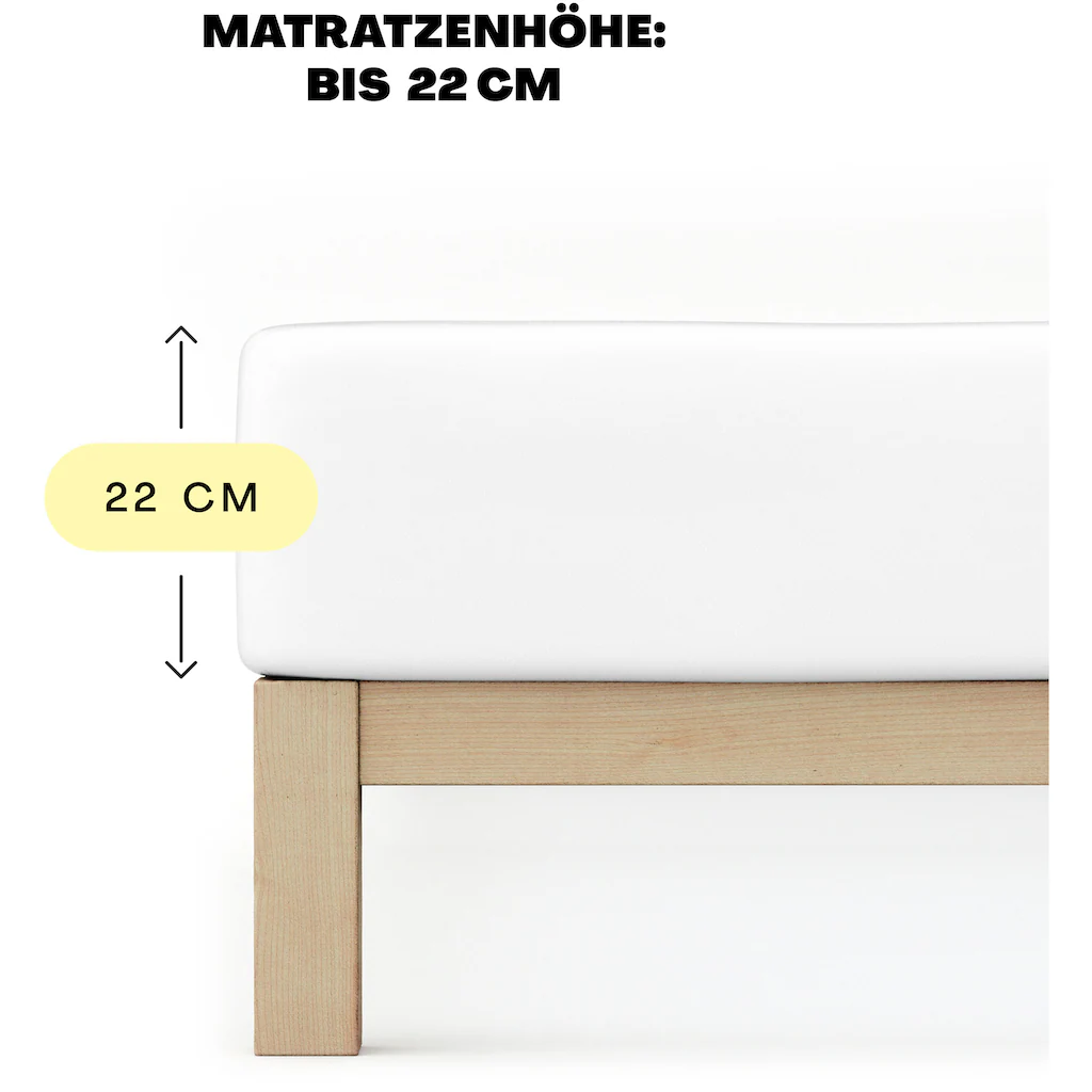 Schlafgut Spannbettlaken »EASY U.a. In Gr. 90x200, 140x200 Oder 180x200 Cm, NEUE KOLLEKTION«, (1 St.), 100% Baumwolle, Für Matratzen Bis 22 Cm Höhe, Laken Weich & Saugfähig – Bild 3