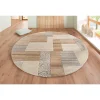 THEKO Wollteppich »Lola«, Rund, Reine Wolle, Patchwork Design, Handgetuftet, Wohnzimmer, Schlafzimmer