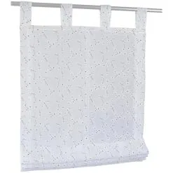 Kutti Raffrollo »Gomez«, Mit Schlaufen, Freihängend, Weiß, Bedruckt, Matt, Halbtransparent, Für Gardinenstangen