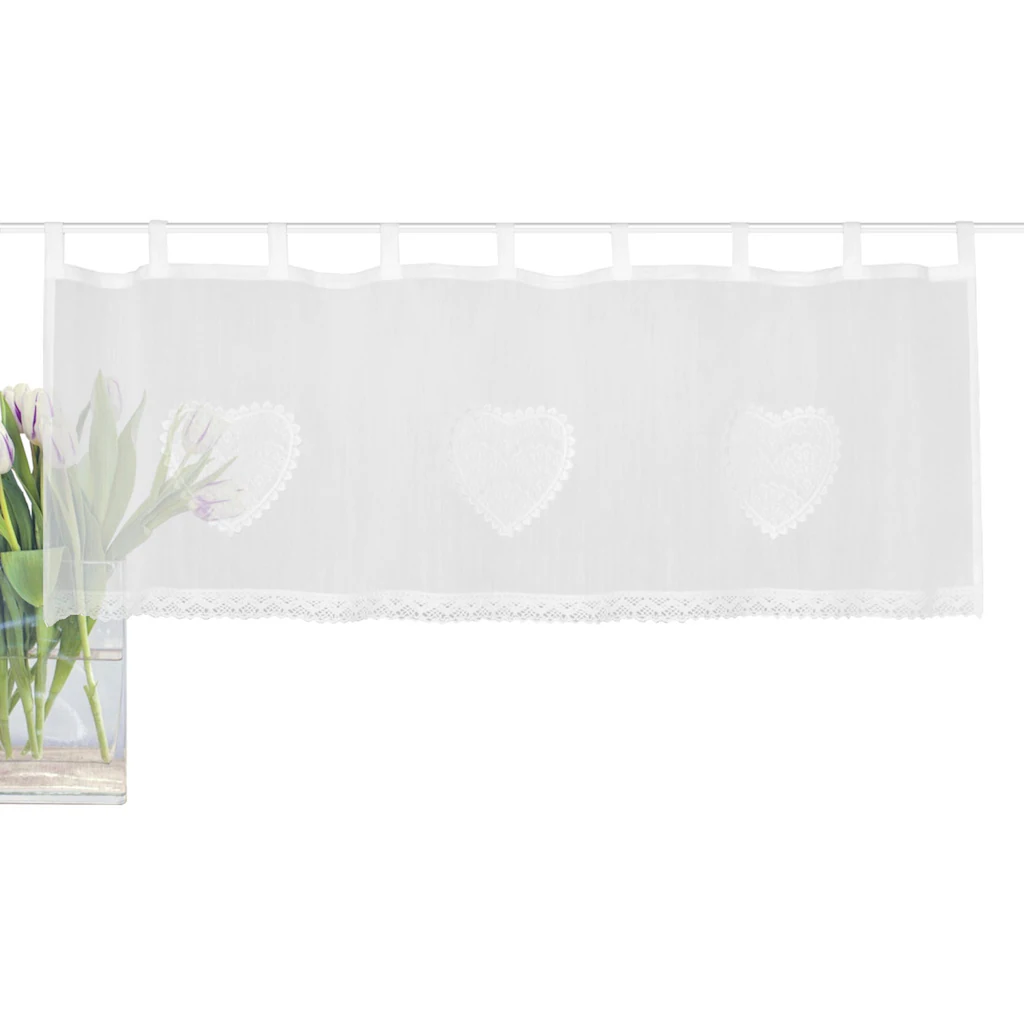 HOME WOHNIDEEN Scheibengardine »CORAZON«, (1 St.), Cafehaus Batist, Bestickt – Bild 2