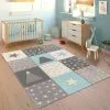 Paco Home Kinderteppich »Cosmo 340«, Rechteckig, Kurzflor, Pastell-Farben, 3D Effekt, Motiv Berge, Punkte & Sterne