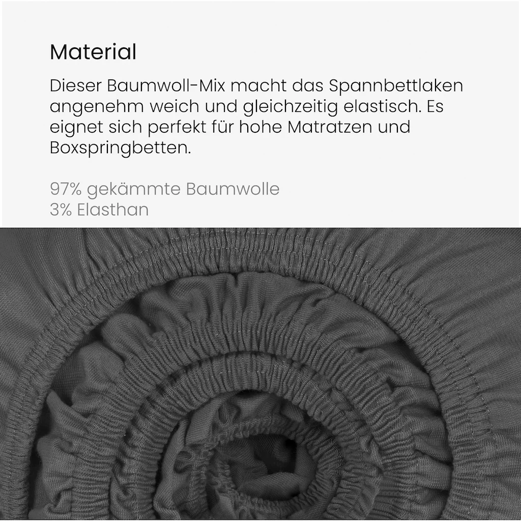 Schiesser Spannbettlaken »Elli Aus 97% Baumwolle Und 3% Elasthan«, (1 St.), Für Hohe Matratzen Und Boxspringbetten – Bild 4