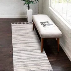 Carpet City Läufer »Valencia 807«, Rechteckig, Boho-Stil, Gestreift, 3D-Effekt, Mit Fransen, Sisal