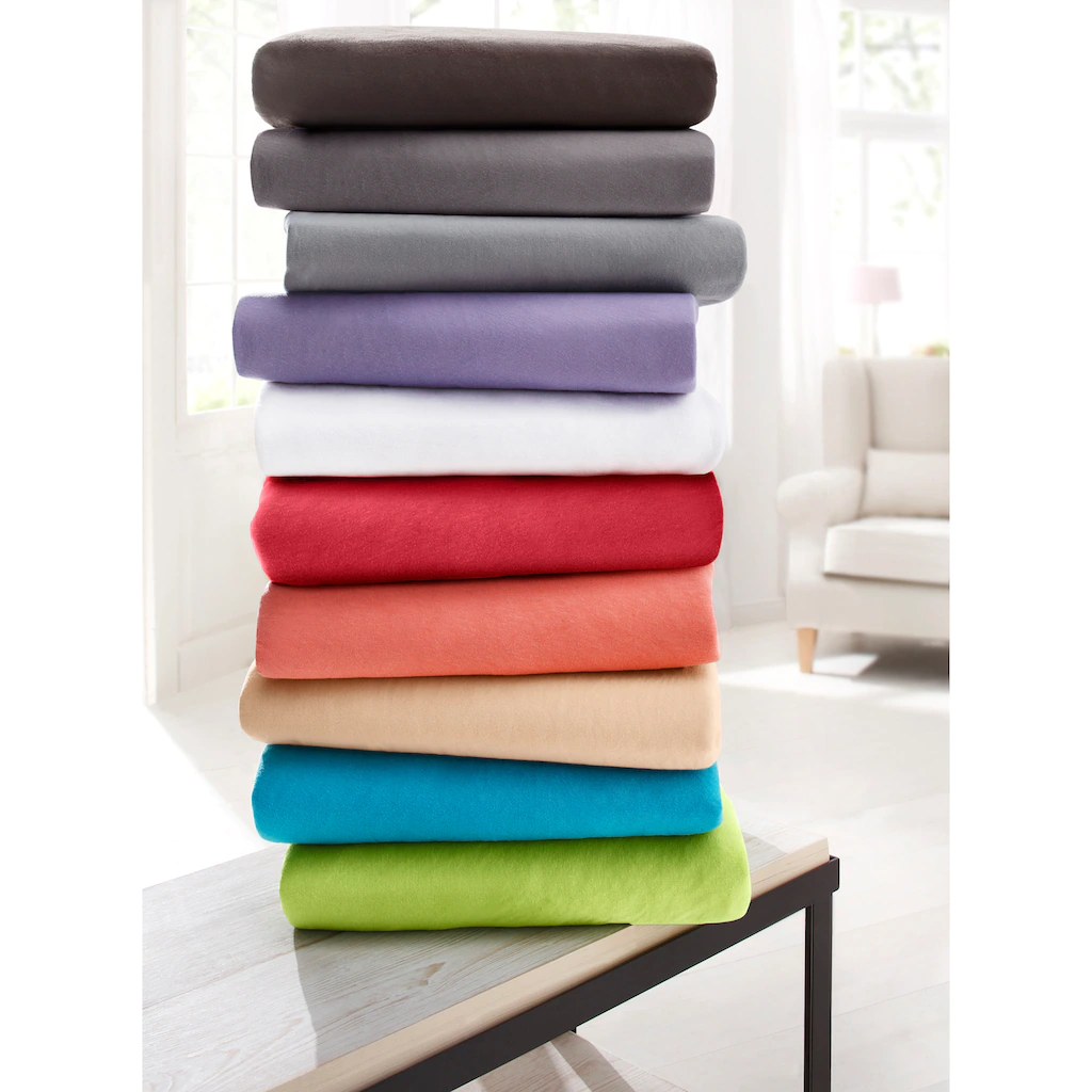 My Home Spannbettlaken »Physalis In Gr. 90x200, 140x200 Oder 180x200 Cm«, (1 St.), Baumwolle, Matratzen Bis 20 Cm Höhe, Bettlaken, Spannbetttuch, Laken – Bild 2