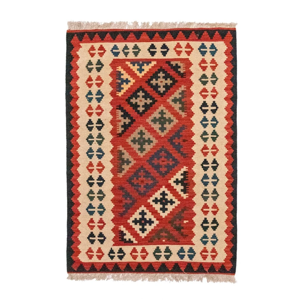 Morgenland Wollteppich »Kelim Fars Teppich Handgewebt Mehrfarbig«, Rechteckig, Kurzflor – Bild 2