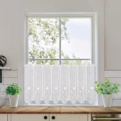 Gerster Scheibengardine »Carla«, (1 St.), SB-Stickereibistro "Carla" Weiß