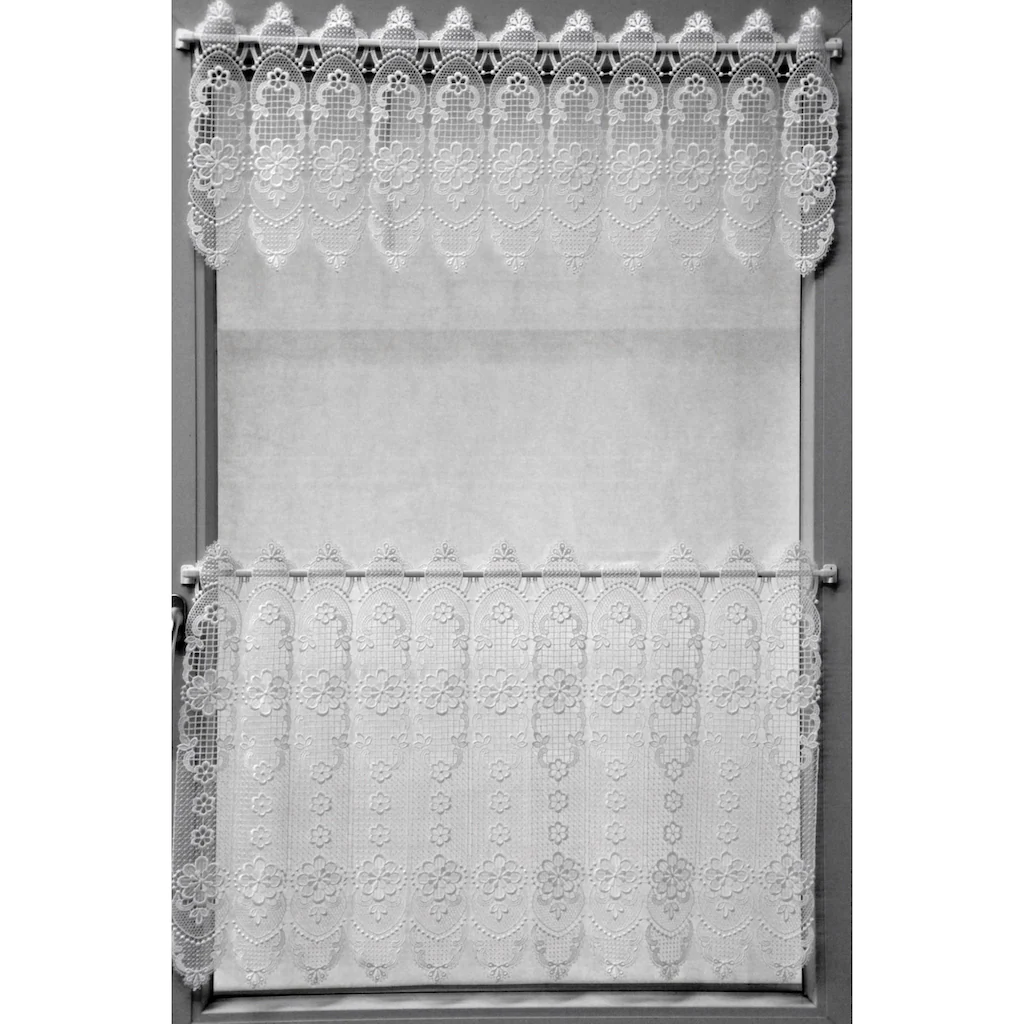 Stickereien Plauen Scheibengardine »Blumenpanneau«, (1 St.), Mit Echter Plauener Spitze Stickerei – Bild 2