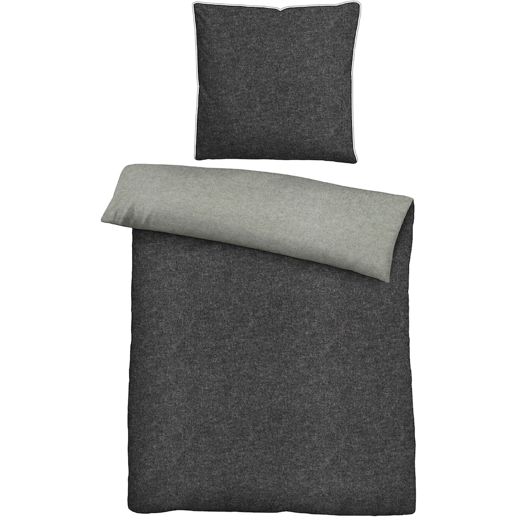 Biberna Wendebettwäsche »Hermal«, Aus Weicher, Wohlig Warmer Flanell (Biber) Qualität In Melange Optik, Aus 100% Baumwolle, STANDARD 100 By OEKO-TEX® Zertifiziert, Made In Germany