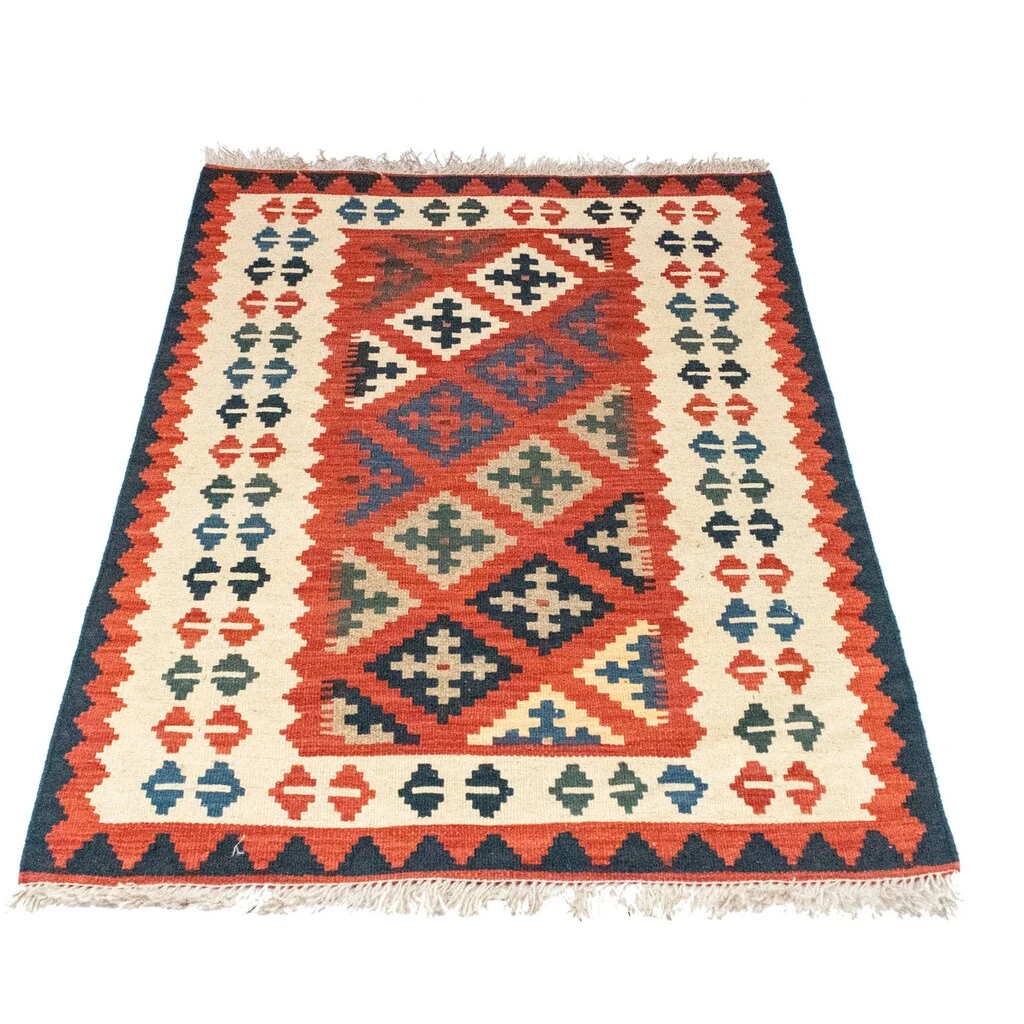 Morgenland Wollteppich »Kelim Fars Teppich Handgewebt Mehrfarbig«, Rechteckig, Kurzflor