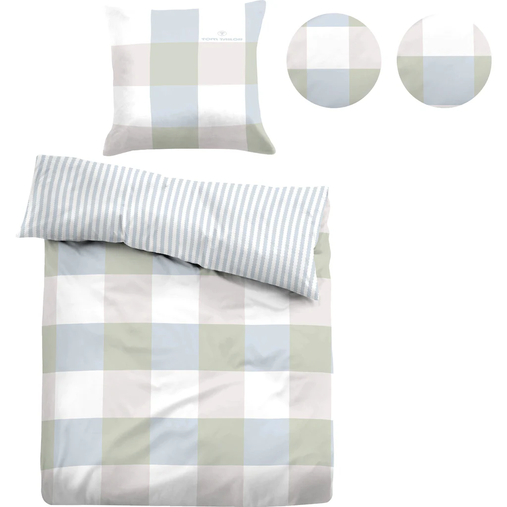 TOM TAILOR Wendebettwäsche »Jonna«, (2 Tlg.), Im Sportlichen Karo-Streifen Design